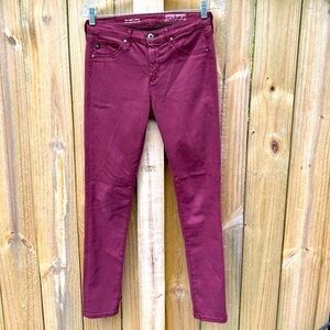 AG The Abbey Ankle Mid Rise Super Skinny Ankle Rum Raisin color size 26R